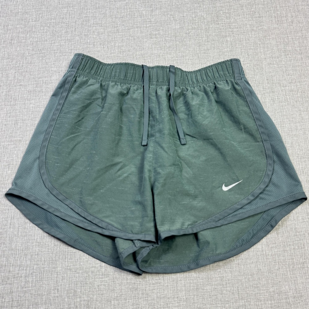 Nike Dry Heather Tempo Running Gym Shorts Womens S Green Lined 3 Inseam Athletic